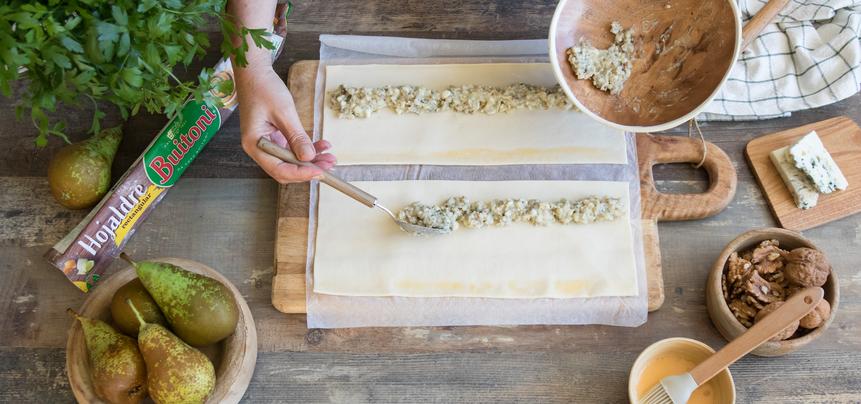 Saladitos de pera con nueces y roquefort