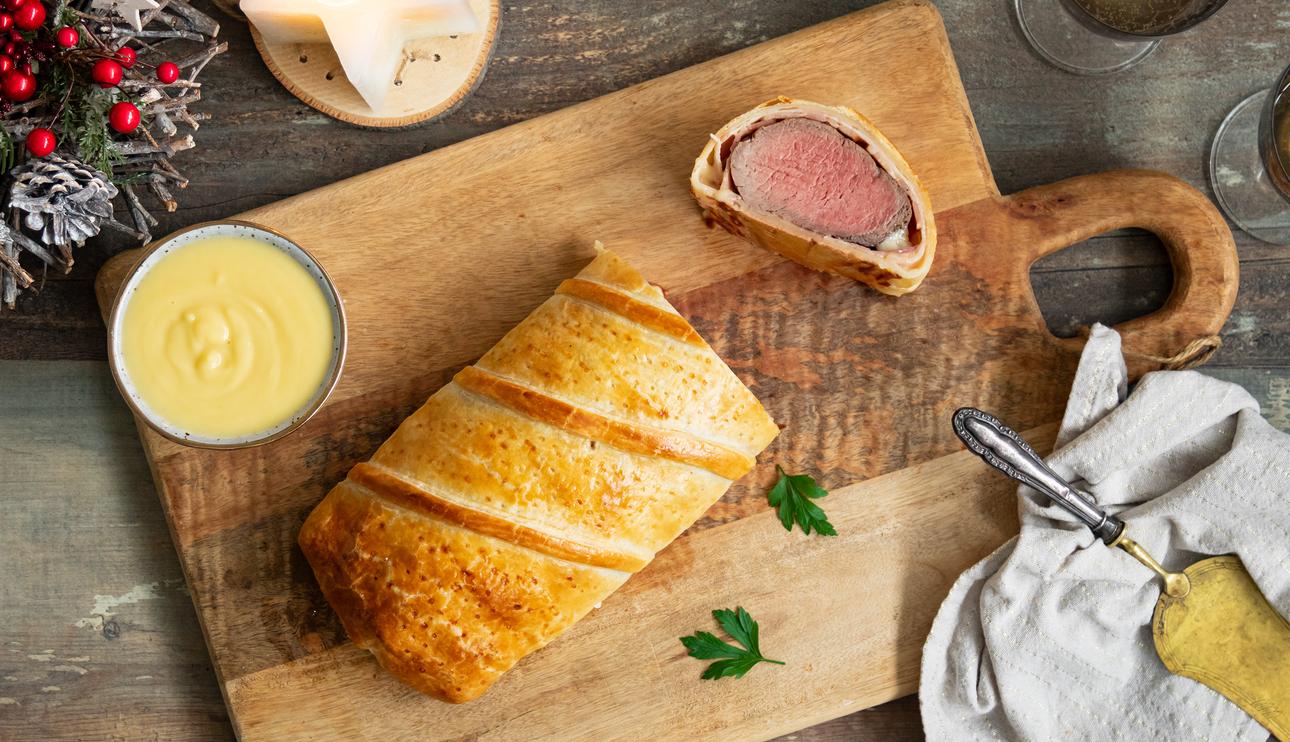 Solomillo Wellington con bacon y queso