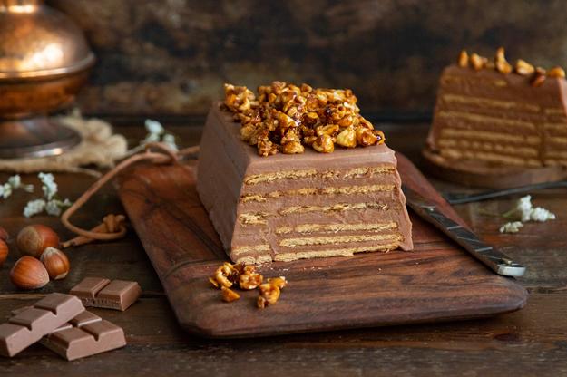 Tarta de galletas y chocolate crema de avellana