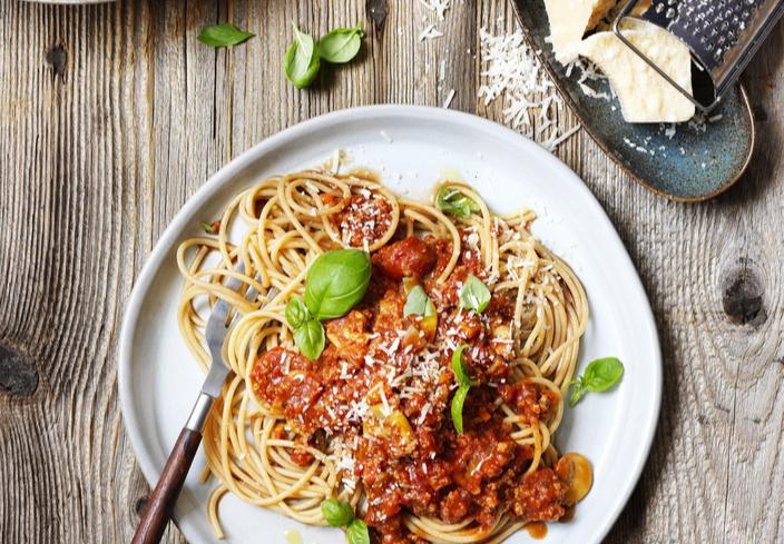 Espaguetis con boloñesa vegana