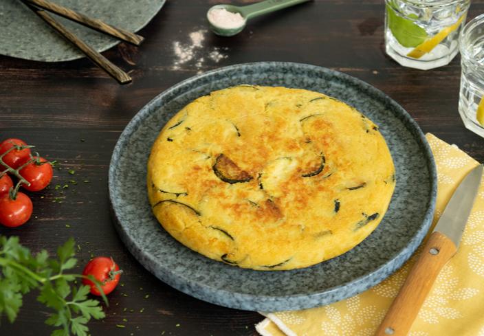 Tortilla de patatas vegana con calabacín