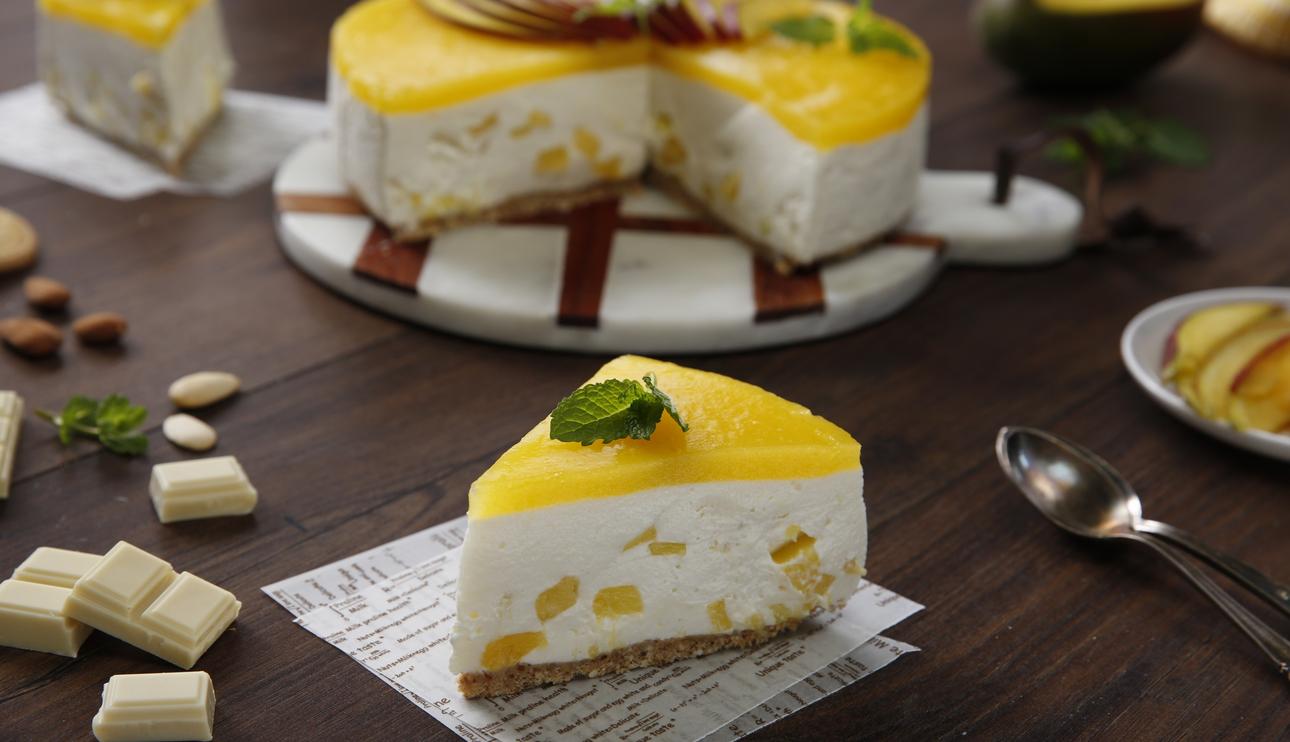 Tarta mousse de chocolate blanco y mango