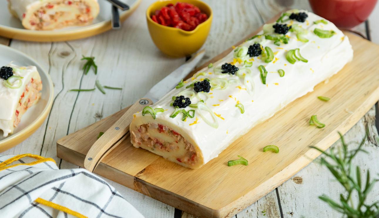 Brazo de patata relleno de marisco