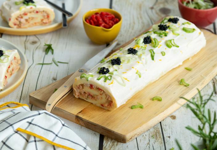 Brazo de patata relleno de marisco