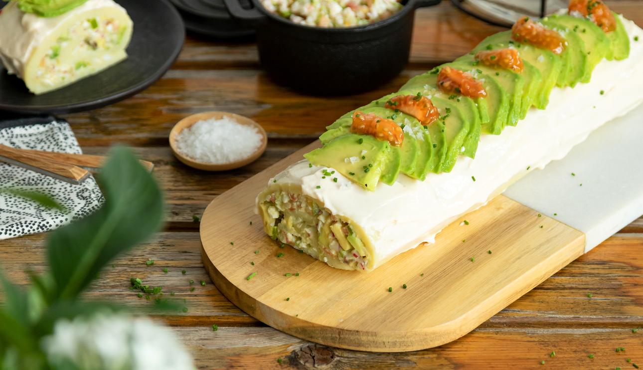 Brazo de patata relleno de verduras
