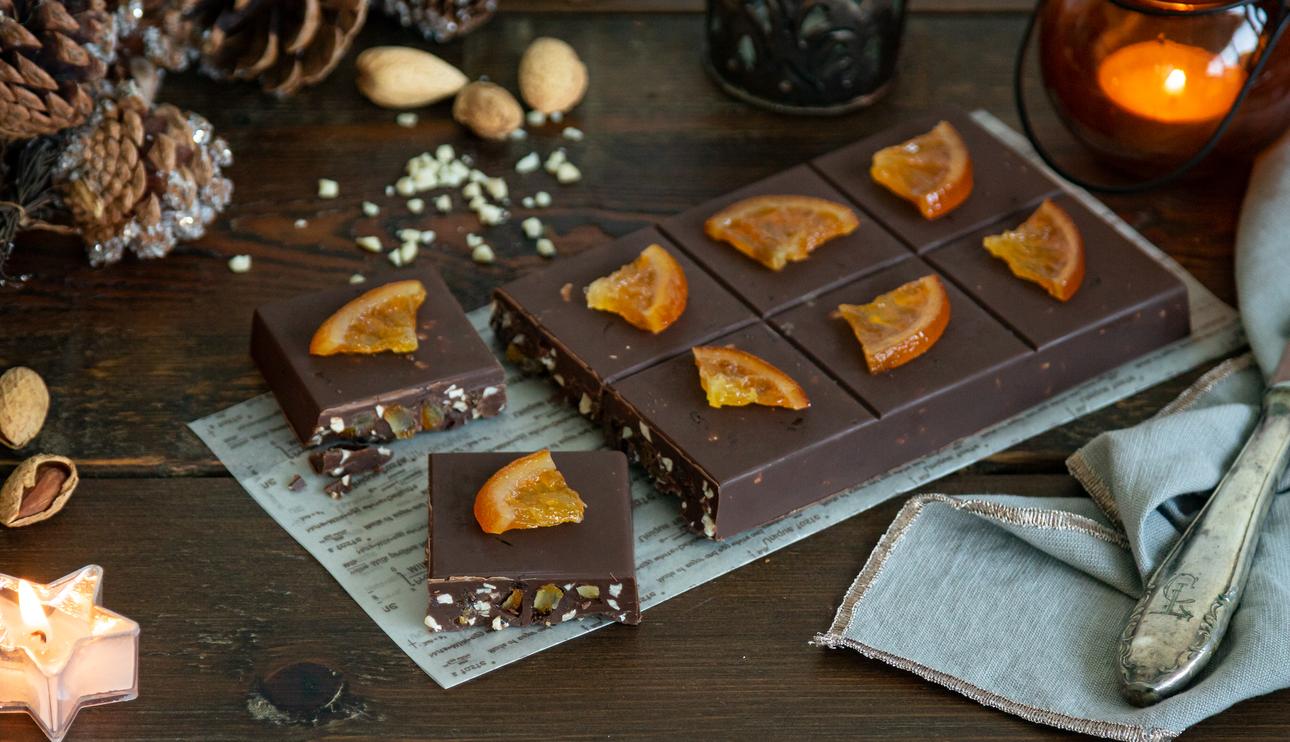 Turrón de chocolate y naranja