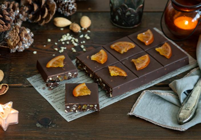 Turrón de chocolate y naranja