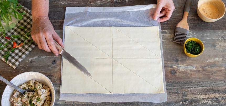 Hojaldre relleno de gambas