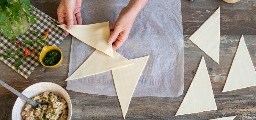 Hojaldre relleno de gambas