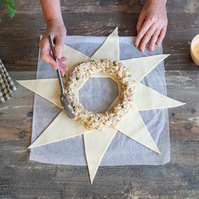 Hojaldre relleno de gambas