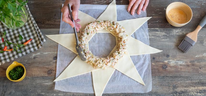 Hojaldre relleno de gambas