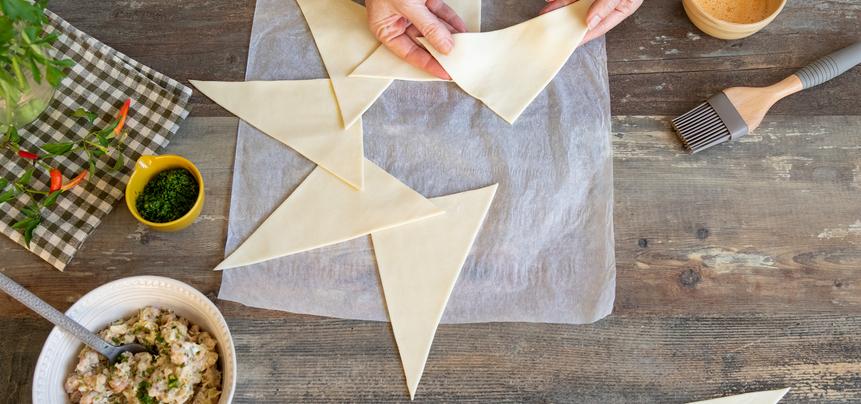 Hojaldre relleno de gambas