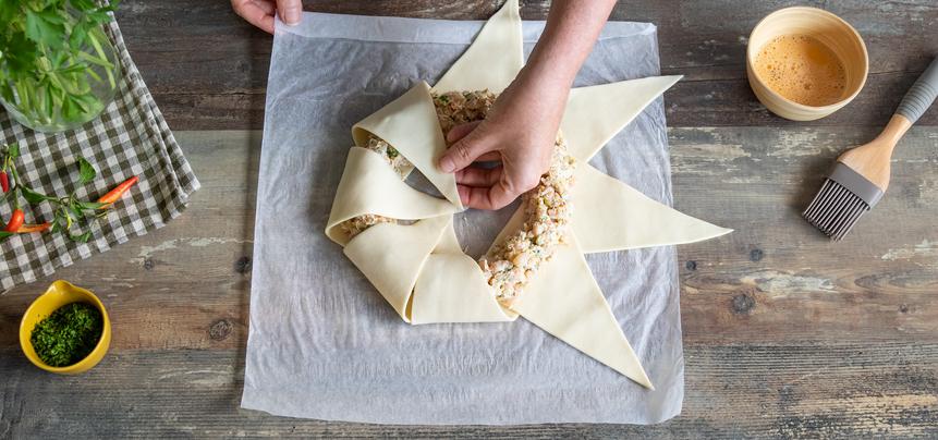 Hojaldre relleno de gambas