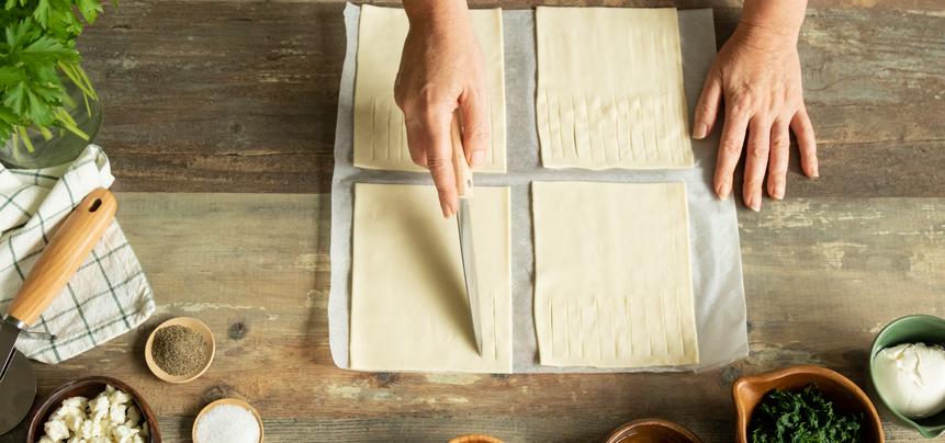 Hojaldre de espinacas y queso de cabra