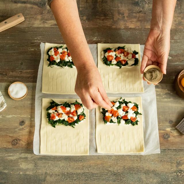 Hojaldre de espinacas y queso de cabra