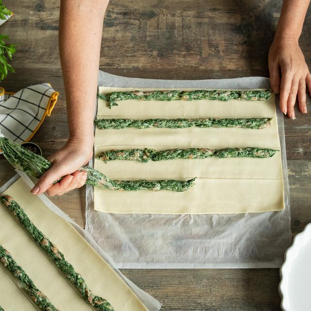 Hojaldre de salmón y espinacas