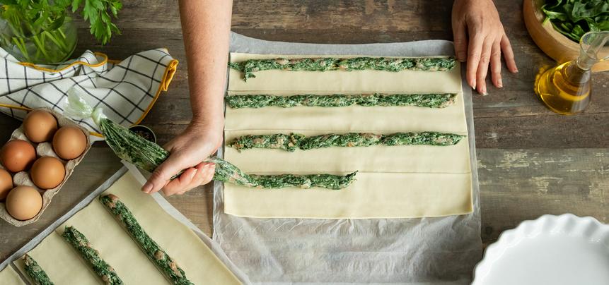 Hojaldre de salmón y espinacas