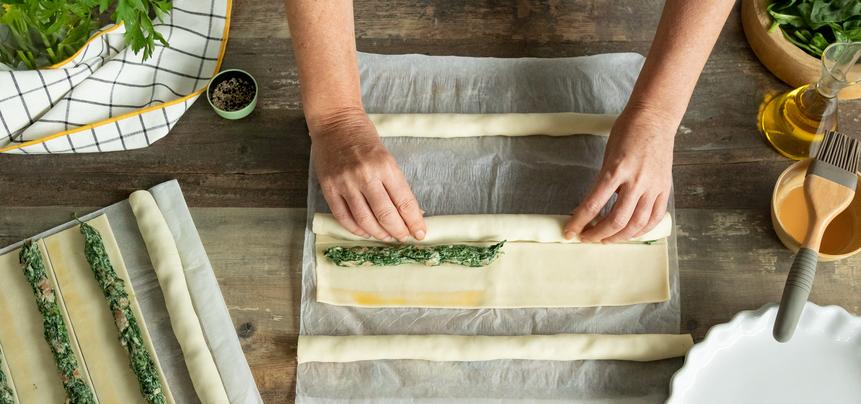 Hojaldre de salmón y espinacas