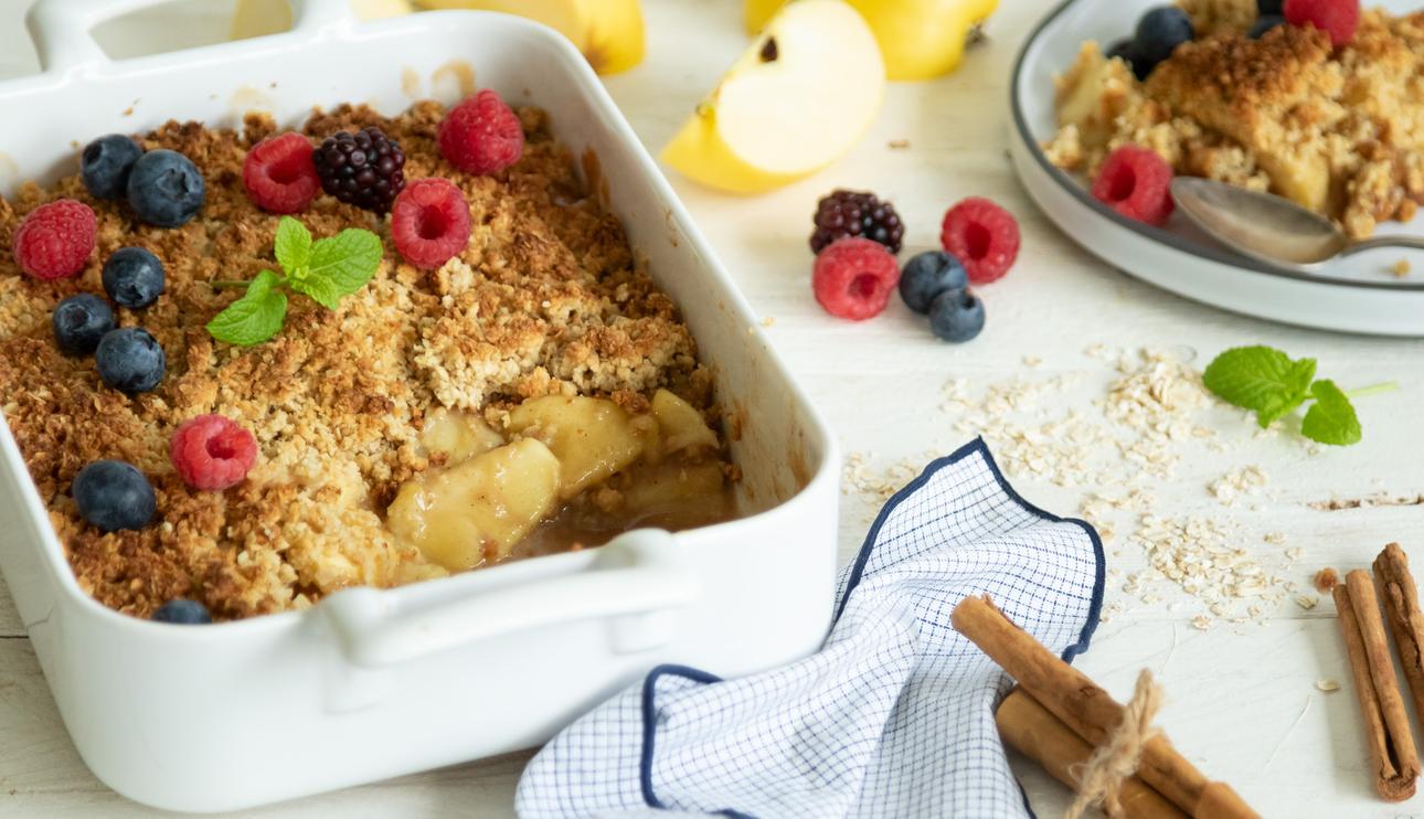 Crumble de manzana con avena