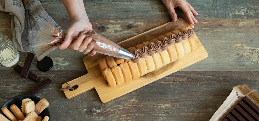 Pionono de chocolate y stracciatella sin horno