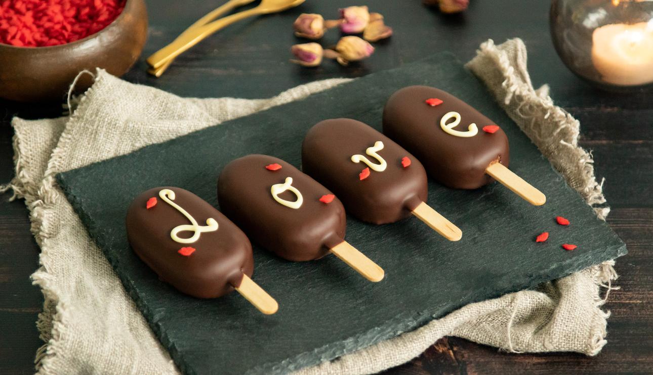 Falsos helados de chocolate para San Valentín