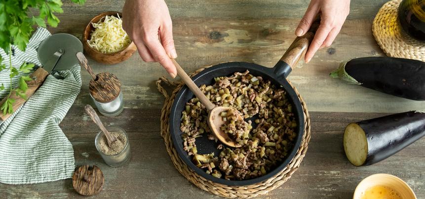 Hojaldre de berenjenas y carne picada