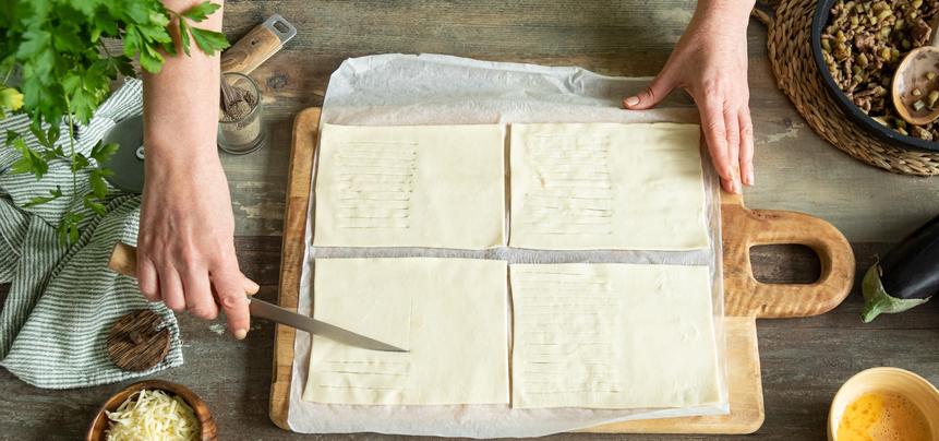Hojaldre de berenjenas y carne picada