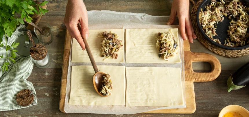 Hojaldre de berenjenas y carne picada