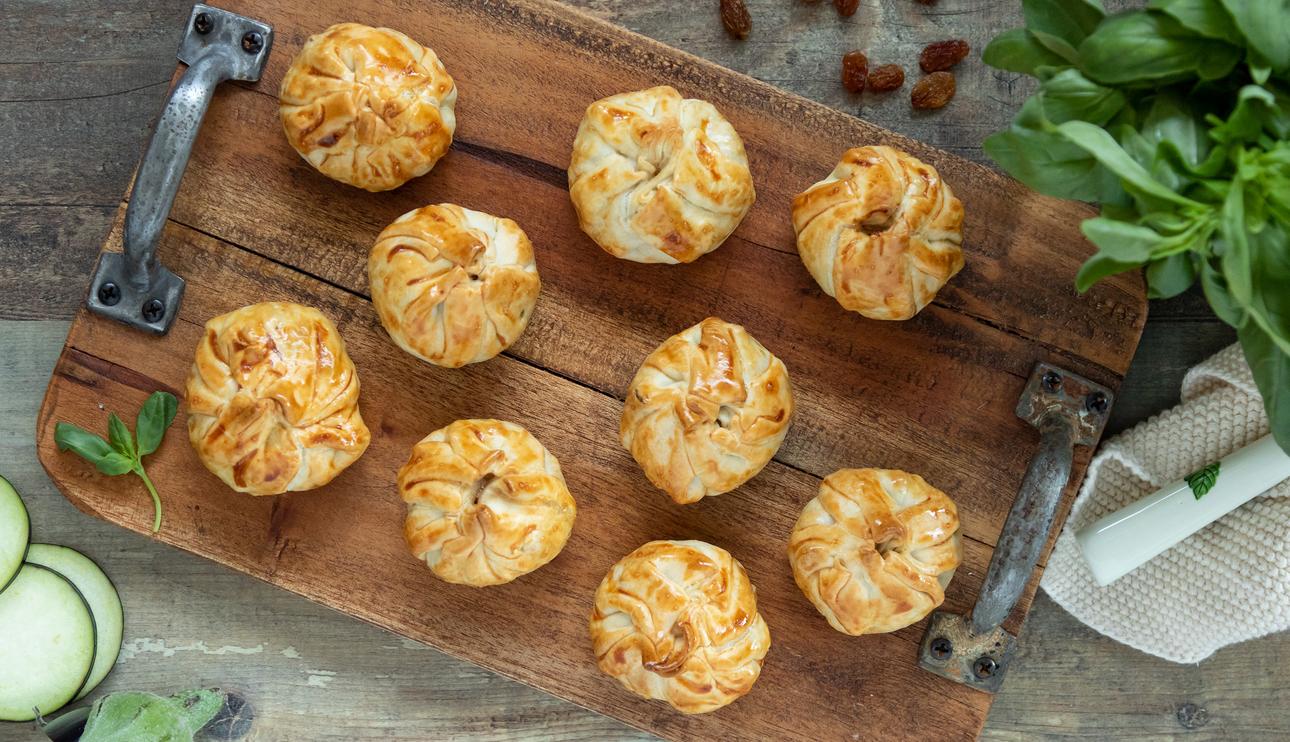 Saquitos de berenjena con queso feta