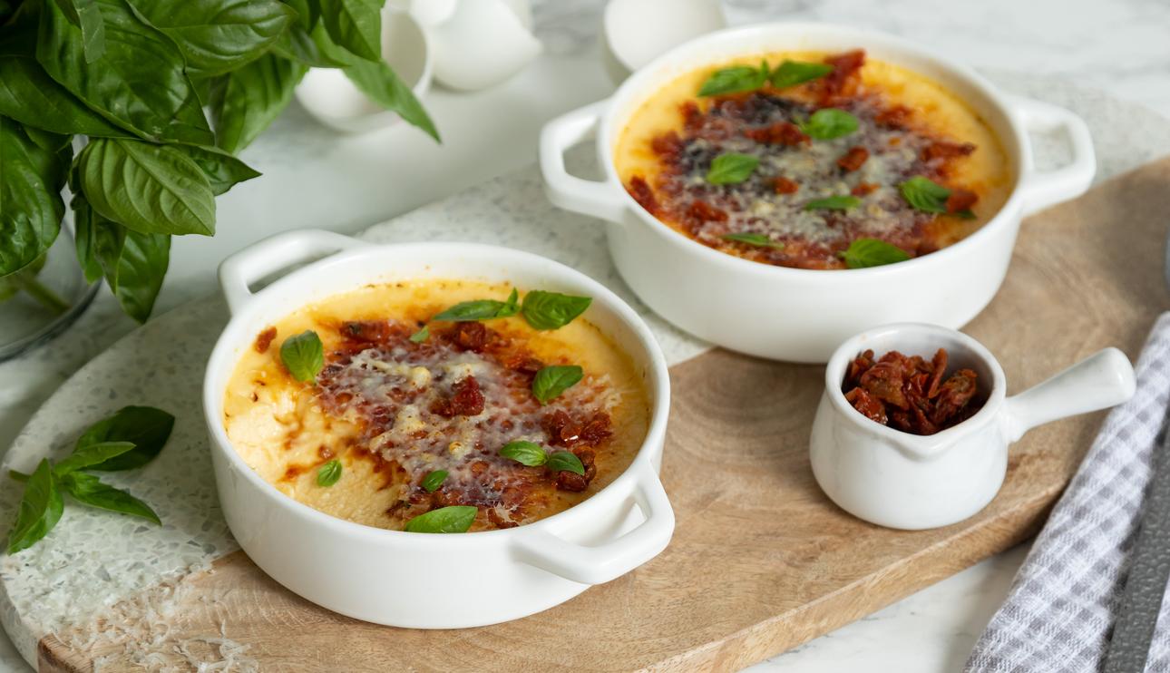 Crème brûlée de queso de cabra y tomate