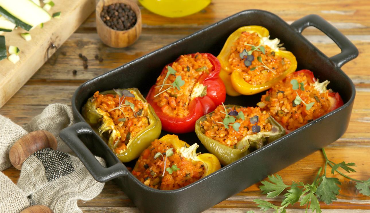 Pimientos rellenos de arroz