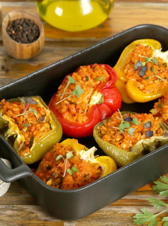 Pimientos rellenos de arroz