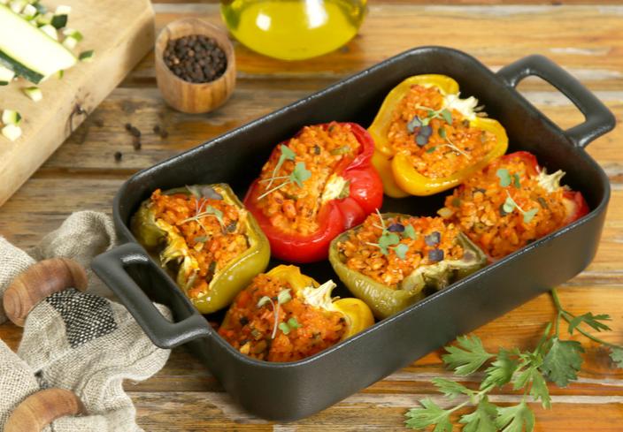 Pimientos rellenos de arroz