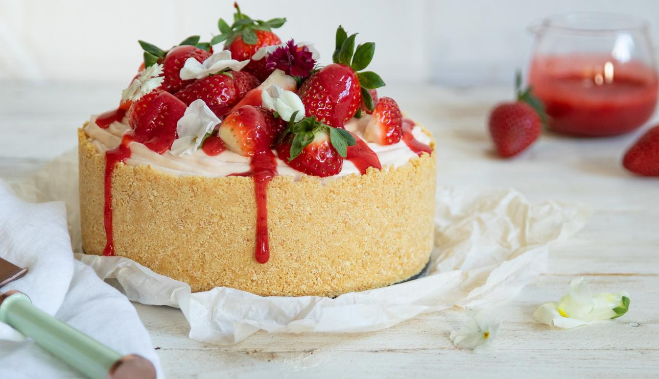 Cheesecake de fresa sin horno