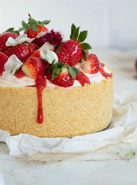 Cheesecake de fresa sin horno