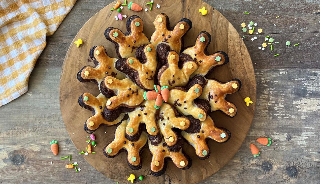 Nido de conejitos de hojaldre para Pascua