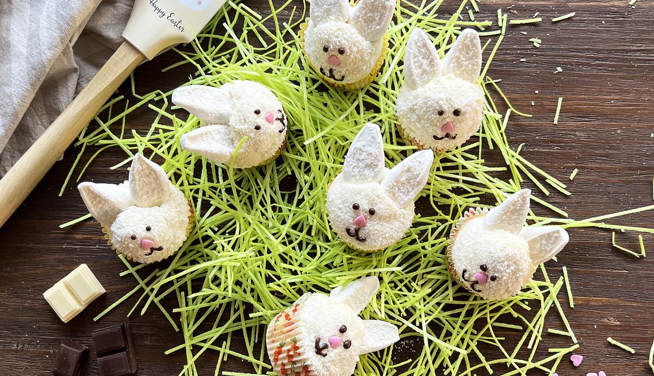 Cupcakes conejo de chocolate blanco