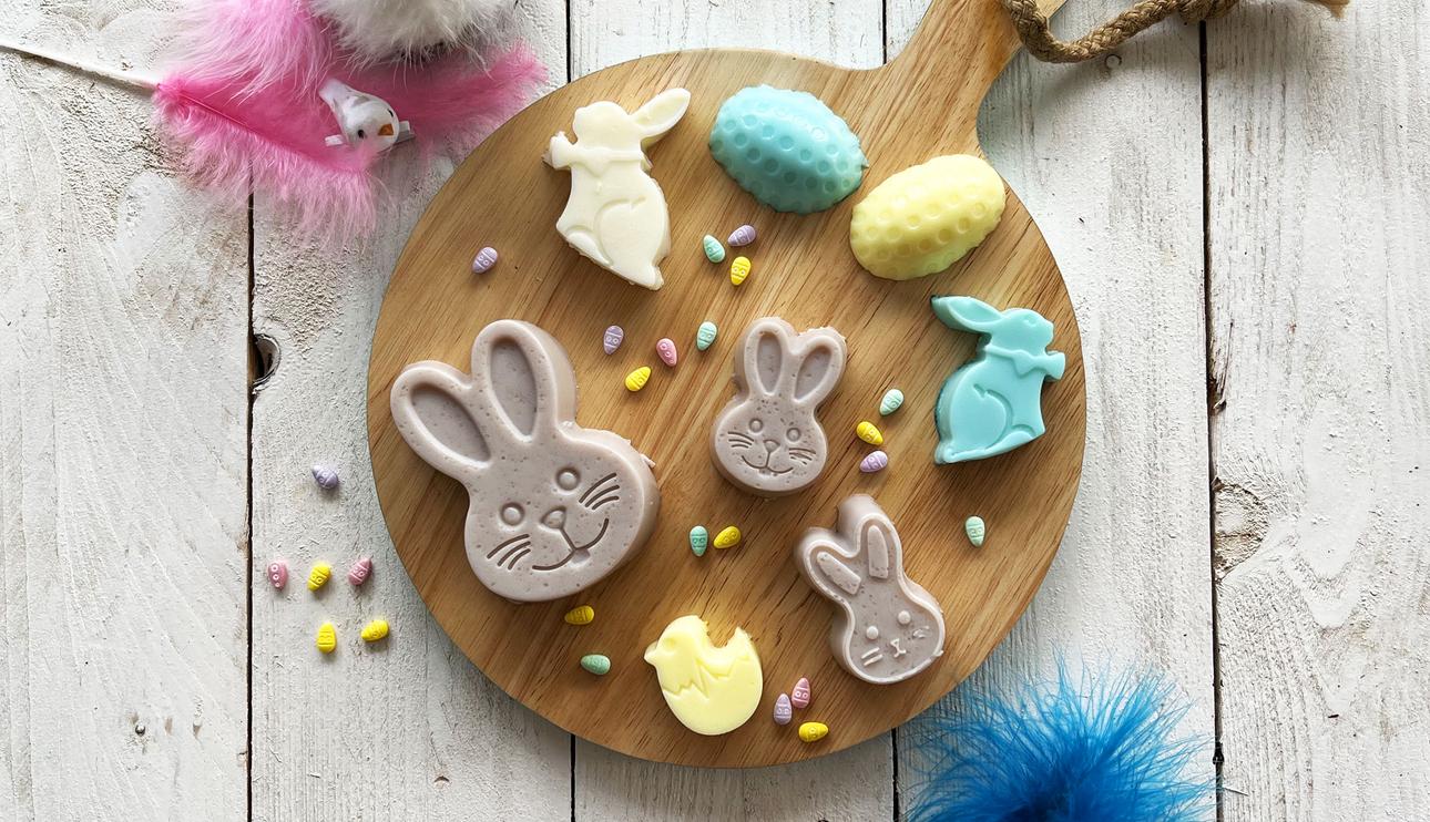 Figuras con gelatina con leche condensada para Pascua