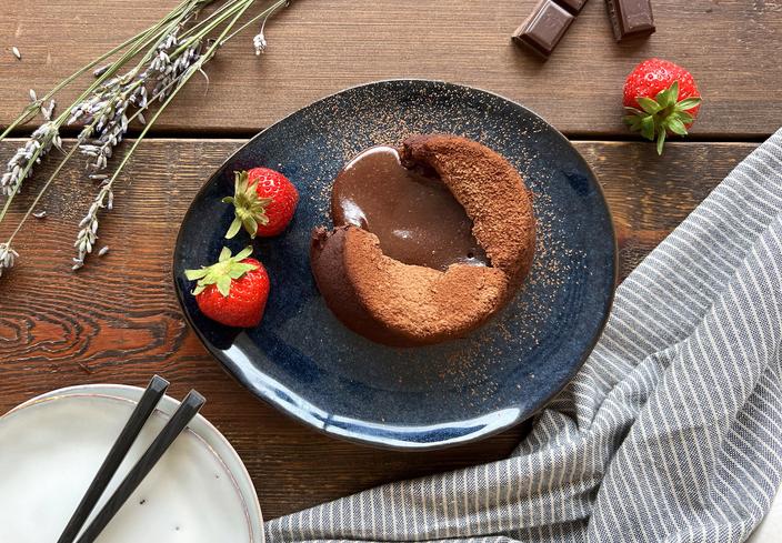 Coulant de chocolate con leche condensada