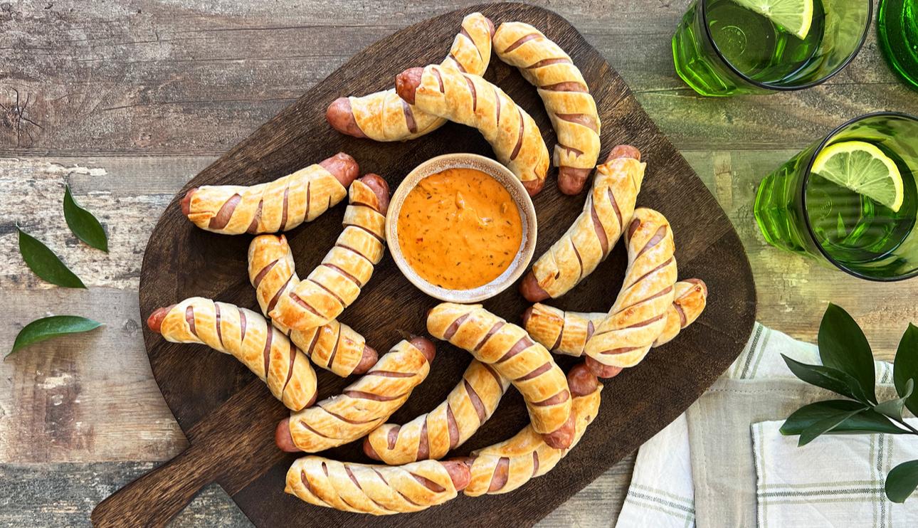 Obleas con salchichas de cerdo