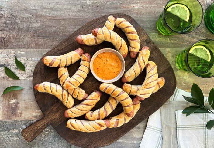 Obleas con salchichas de cerdo