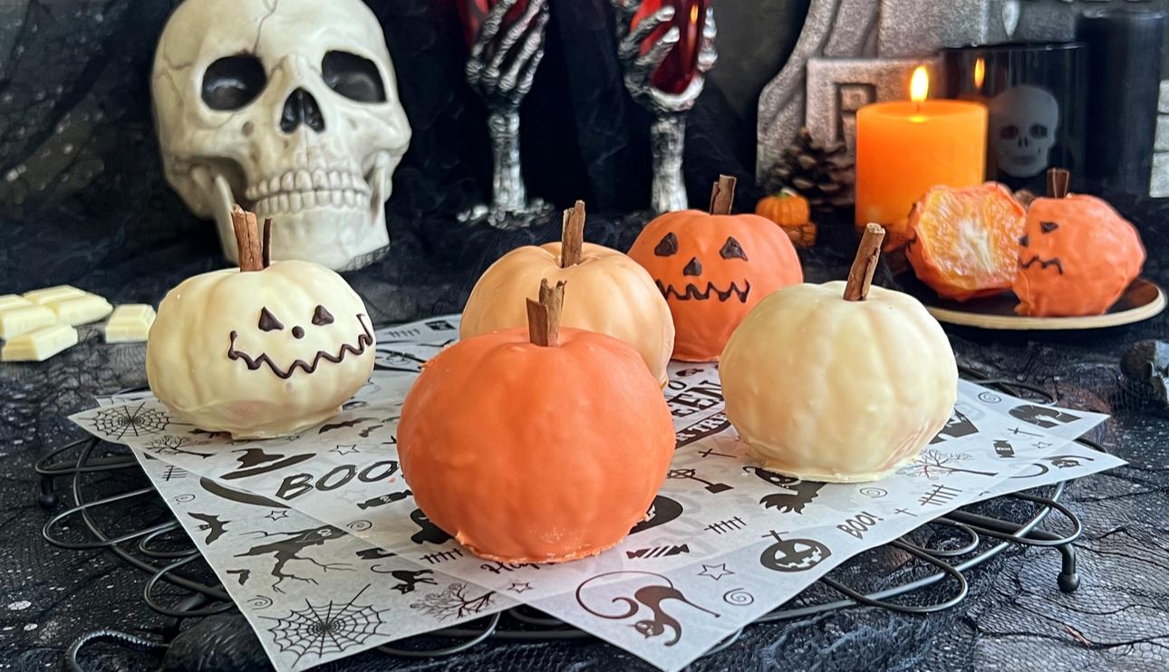 Calabazas de mandarina y chocolate blanco