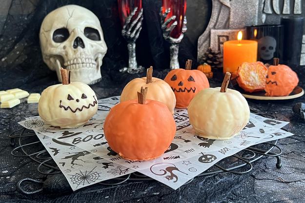 Calabazas de mandarina y chocolate blanco