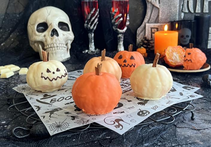 Calabazas de mandarina y chocolate blanco