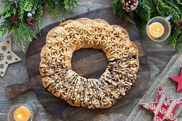 Corona de Navidad con obleas