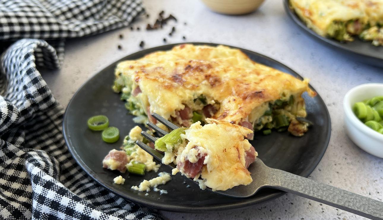 Tortilla jugosa de espárragos en freidora de aire