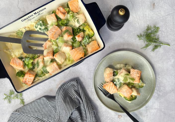 Brócoli y salmón al horno