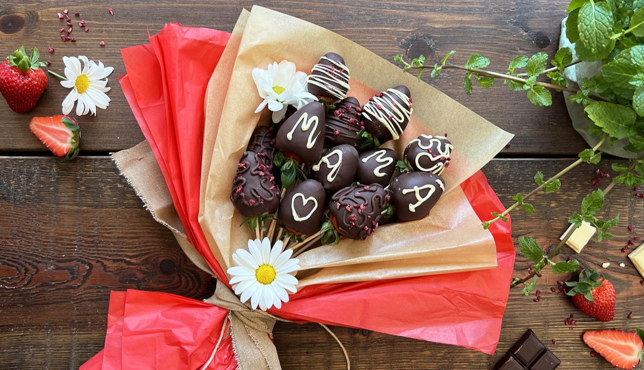Ramo de fresas con chocolate