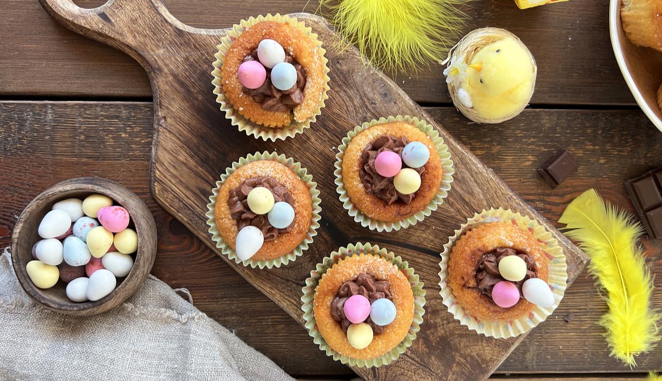 Nidos de Pascua con crema de chocolate y mascarpone