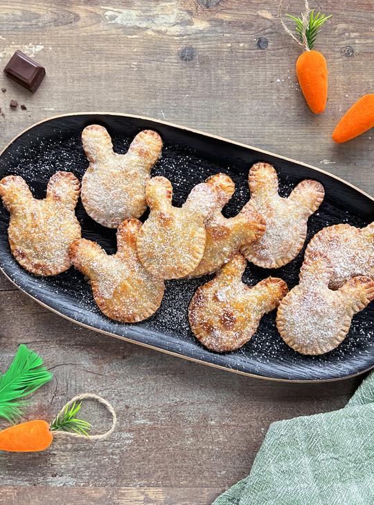 Pastelitos conejo de obleas y chocolate